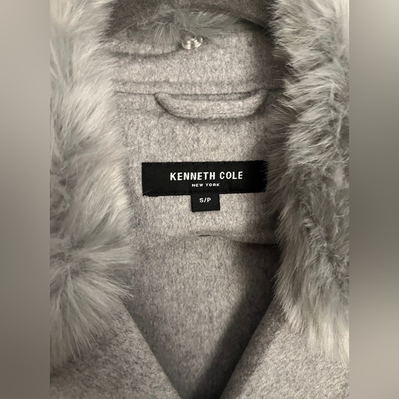 Kenneth Cole New York Wool Blend Coat With Removable Faux Fur Collar - Picture 9 of 9